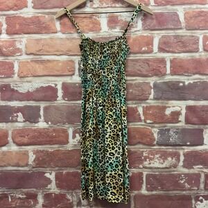VTG Just Love Dress Women's L  Multicolor Animal Print Super Stretch Lightweight